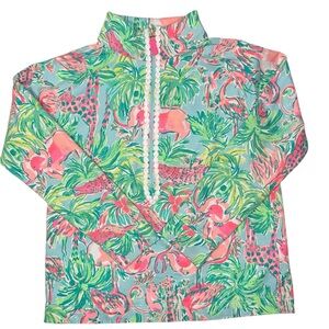 Lilly Pulitzer Colorful Tropical Print Pullover Half Zip- Girls XL
